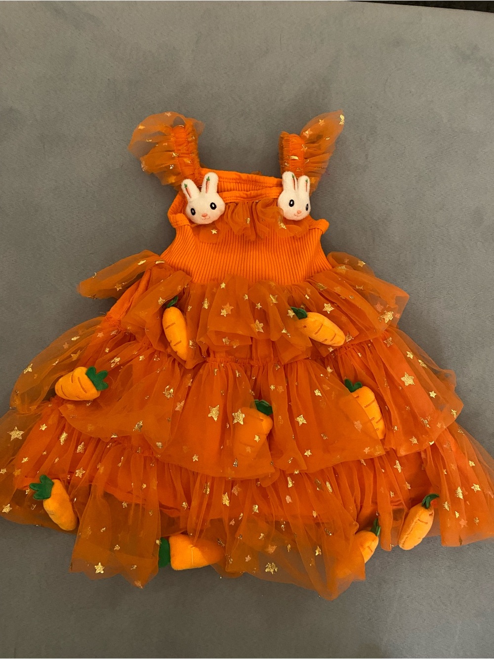 Orange Bunny & Carrot Tulle Kids Costume Dress